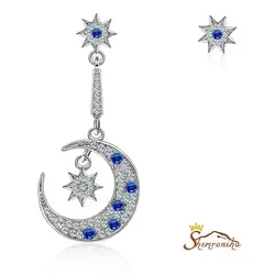 گوشواره نامتقارن ماه و ستاره کریستال کد ۱۳۶۵۴