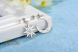 گوشواره نامتقارن ماه و ستاره کریستال کد ۱۳۶۵۴