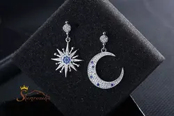 گوشواره نامتقارن ماه و ستاره کریستال کد ۱۳۶۵۴