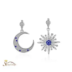 گوشواره نامتقارن ماه و ستاره کریستال کد ۱۳۶۵۴