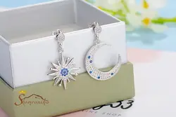 گوشواره نامتقارن ماه و ستاره کریستال کد ۱۳۶۵۴