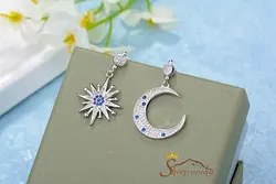 گوشواره نامتقارن ماه و ستاره کریستال کد ۱۳۶۵۴