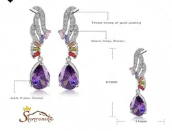 گوشواره میخی کلاسیک تمام کریستال رنگی اتریش سیلور روکش پلاتین کد ۱۲۸۳۴