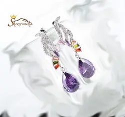 گوشواره میخی کلاسیک تمام کریستال رنگی اتریش سیلور روکش پلاتین کد ۱۲۸۳۴