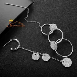 گوشواره لوکس نا متقارن ترکیب میخی و بخیه ای سیلور کد ۱۱۴۲۸