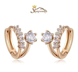 گوشواره زنانه رینگی  گل کریستال زیرکنیا گلد کد ۱۱۴۰۴