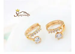 گوشواره زنانه رینگی  گل کریستال زیرکنیا گلد کد ۱۱۴۰۴