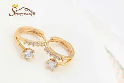 گوشواره زنانه رینگی  گل کریستال زیرکنیا گلد کد ۱۱۴۰۴