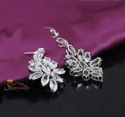 گوشواره تمام کریستال اتریش روکش پلاتین کد ۱۲۸۳۲