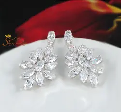 گوشواره تمام کریستال اتریش روکش پلاتین کد ۱۲۸۳۲