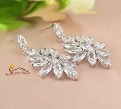 گوشواره تمام کریستال اتریش روکش پلاتین کد ۱۲۸۳۲