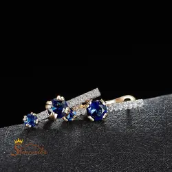 گوشواره میخی دوطرفه نگین کریستال آبی کد ۱۳۶۶۵