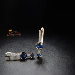 گوشواره میخی دوطرفه نگین کریستال آبی کد ۱۳۶۶۵