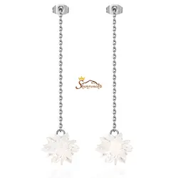 گوشواره آویزی با نگین کریستال برف سیلور کد ۹۶۶۹