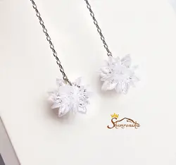 گوشواره آویزی با نگین کریستال برف سیلور کد ۹۶۶۹