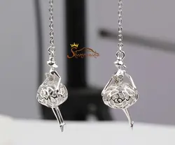 گوشواره آویزی با نگین کریستال سیلور کد ۹۶۶۸