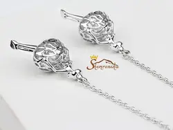 گوشواره آویزی با نگین کریستال سیلور کد ۹۶۶۸