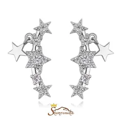 گوشواره روی گوشی طرح ستاره نگین اتریش سیلور کد ۹۶۶۶