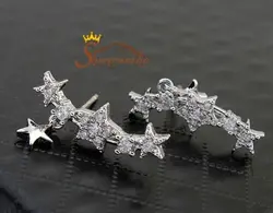 گوشواره روی گوشی طرح ستاره نگین اتریش سیلور کد ۹۶۶۶