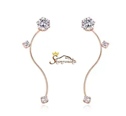 گوشواره مدرن طرح پیچک با آویز کریستال اتریش گلد کد ۹۶۶۵