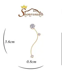 گوشواره مدرن طرح پیچک با آویز کریستال اتریش گلد کد ۹۶۶۵