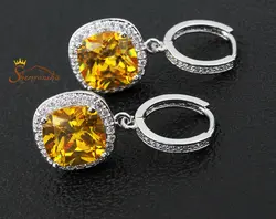 گوشواره کلاسیک رینگی با نگین کریستال زرد  ۹۶۶۱