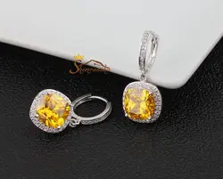 گوشواره کلاسیک رینگی با نگین کریستال زرد  ۹۶۶۱