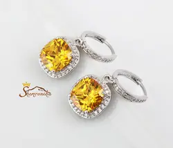 گوشواره کلاسیک رینگی با نگین کریستال زرد  ۹۶۶۱