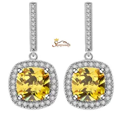 گوشواره کلاسیک رینگی با نگین کریستال زرد  ۹۶۶۱