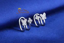 کلیپس گوش فانتزی طرح گل و پروانه سیلور کد ۹۶۵۴