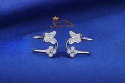 کلیپس گوش فانتزی طرح گل و پروانه سیلور کد ۹۶۵۴