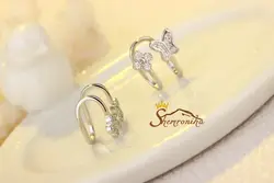 کلیپس گوش فانتزی طرح گل و پروانه سیلور کد ۹۶۵۴