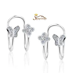 کلیپس گوش فانتزی طرح گل و پروانه سیلور کد ۹۶۵۴