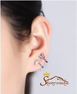 کلیپس گوش فانتزی طرح گل و پروانه سیلور کد ۹۶۵۴