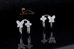 کلیپس گوش فانتزی طرح گل و پروانه سیلور کد ۹۶۵۴