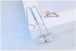 گشواره بخیه ای طرح گوی تمام نیگن زیرکنیا و مربع سیلور کد ۹۶۴۷