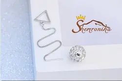 گشواره بخیه ای طرح گوی تمام نیگن زیرکنیا و مربع سیلور کد ۹۶۴۷