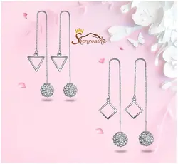 گشواره بخیه ای طرح گوی تمام نیگن زیرکنیا و مربع سیلور کد ۹۶۴۷