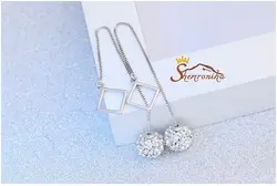 گشواره بخیه ای طرح گوی تمام نیگن زیرکنیا و مربع سیلور کد ۹۶۴۷