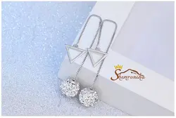 گشواره بخیه ای طرح گوی تمام نیگن زیرکنیا و مربع سیلور کد ۹۶۴۷