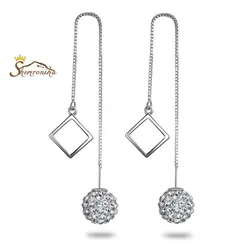 گشواره بخیه ای طرح گوی تمام نیگن زیرکنیا و مربع سیلور کد ۹۶۴۷