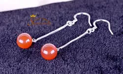 گوشواره آویزی طرح آلبالو با مروارید قرمز کد ۷۸۲۷