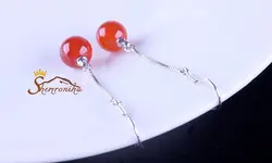 گوشواره آویزی طرح آلبالو با مروارید قرمز کد ۷۸۲۷