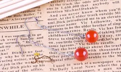 گوشواره آویزی طرح آلبالو با مروارید قرمز کد ۷۸۲۷