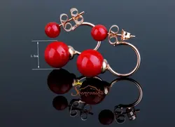 گوشواره پشت لاله گوشی با مروارید قرمز گلد کد ۷۸۱۸