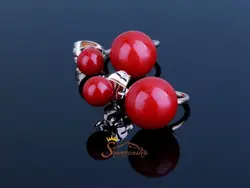 گوشواره پشت لاله گوشی با مروارید قرمز گلد کد ۷۸۱۸