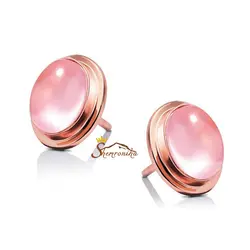 گوشواره میخی مدل دکمه ای رز گلد با نگین کریستال کد ۶۴۷۱