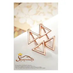 گوشواره مسی مدرن دو تکه طرح هرم - رزگلد کد ۶۴۶۴