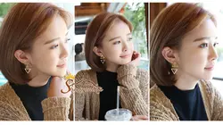 گوشواره مسی مدرن دو تکه طرح هرم - رزگلد کد ۶۴۶۴