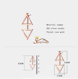 گوشواره مسی مدرن دو تکه طرح هرم - رزگلد کد ۶۴۶۴